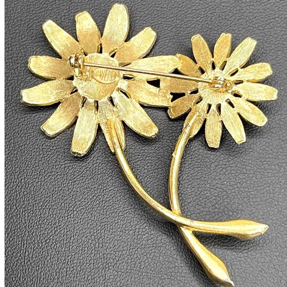 VINTAGE Brooch SIGNED WEISS Vtg Enamel Daisy Flower Costume Jewelry Pin AU01 - Picture 3 of 4